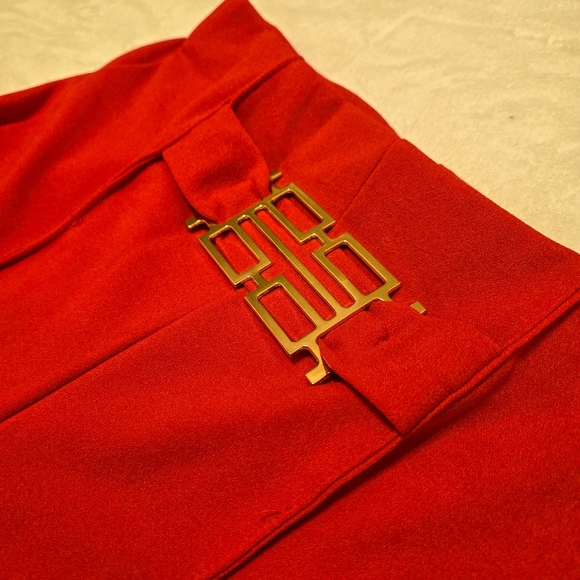 Bright Red High Waisted Work Pants with Gold Hardware A'gaci  NWT - Picture 2 of 7